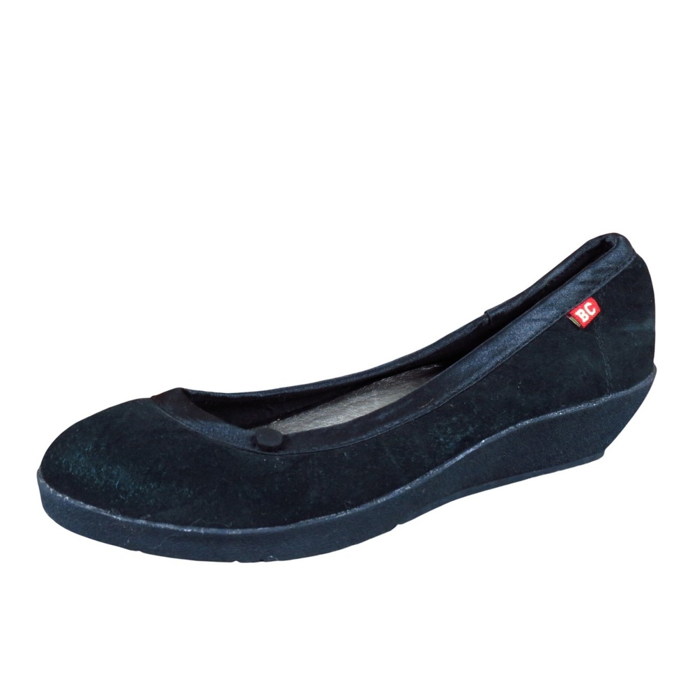 BC Footwear Women Wedge Pump Size 6 Professional Work Office Black Suede Finish